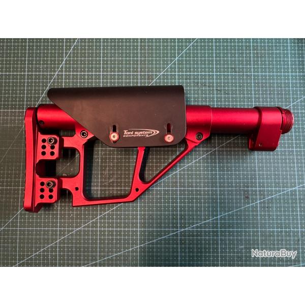 cross Tony System ajustable stock (ressort inclus) compatible AR10 AR15 AR9 modle rouge