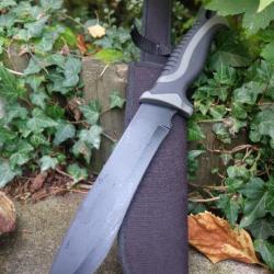 Gros Couteau Machette Bowie Trekking Alaska Lame Acier 3Cr13 Manche Abs Etui Nylon Survie Treck A0