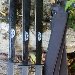 Lot de 3 Machette Military Amazonas Lame Acier 3Cr13 Manche ABS Etui Nylon Survie Trekking AmazonieB