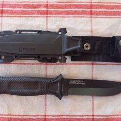 Couteau fixe Strongarm Gerber Noir Survie Combat lame fixe Lame dentellé