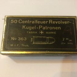 Rare et ancienne Boite de 50 Cartouches calibre 320 - Fabrik Suisse à Thun