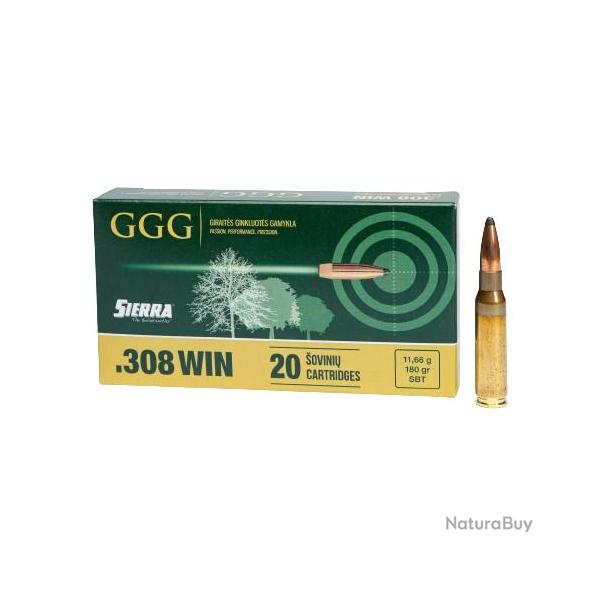 Cartouches GGG 308 180 gr SBT Sierra Gameking - Lot de 200
