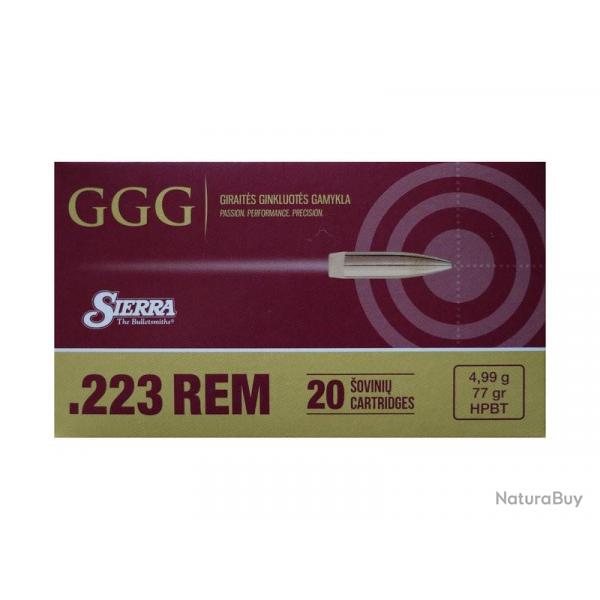 Cartouches GGG .223 Rem. HPBT 77gr - Lot de 200