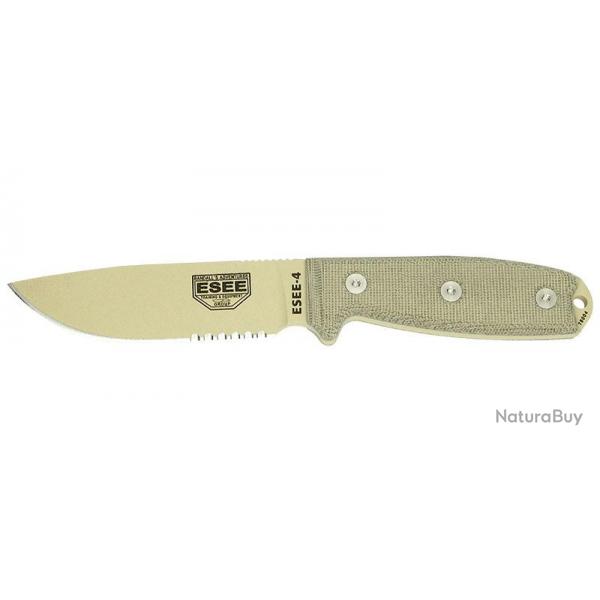 Couteaux fixes ESEE-4 - Lame Dsert Mixte ESEE