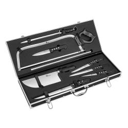 Vente Flash Mallette de couteaux professionnels couteaux, scie, fusil à aiguiser