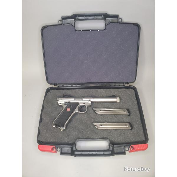 Pistolet RUGER MARK IV Target Inox 5"1/2 Filet 1/2x28 calibre 22 Lr
