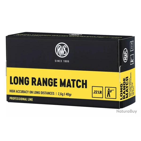 Cartouches RWS Long Range Match Calibre 22LR 20 boites ( 1000 munitions )