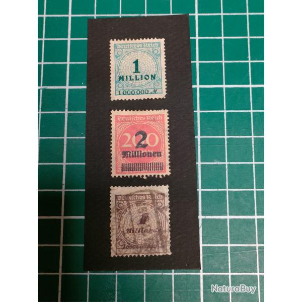LOT DE TROIS TIMBRES ALLEMANDS SURCHARGES WW2 39/45