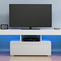 Meuble TV en Verre sur Salle de Séjour, Salon et Chambre à Coucher etc,Taile: 130+35+45cm,Poids 28kg