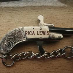 RARE pistolet 2mm à broche système LEFAUCHEUX griffé Rica Lewis en coffret.