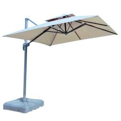 Parasol carré déporté pivotant alu toile 220 g/m² beige 3 X 3 M