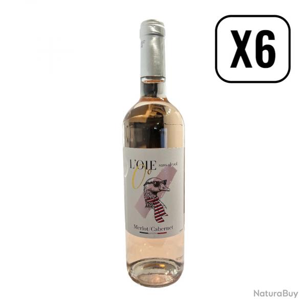 "L'Oie Zro" Sans Alcool, ros Merlot - Cabernet Franc, le carton de 6 bouteilles
