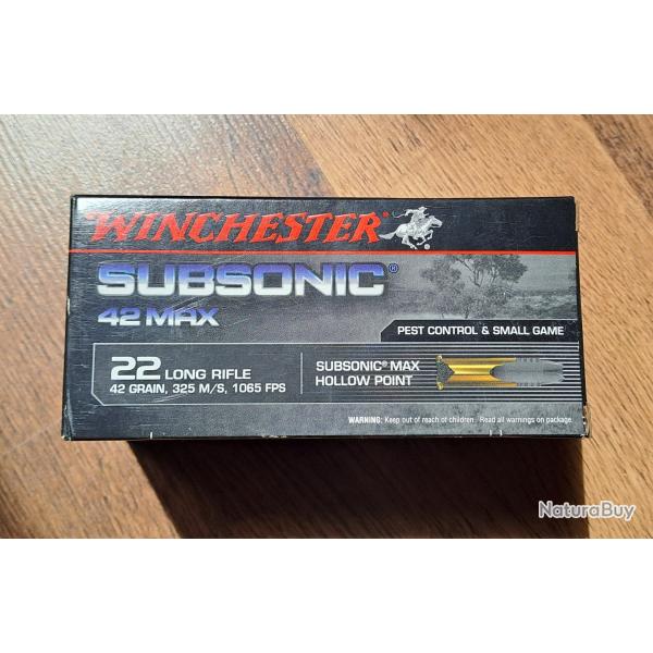 WINCHESTER SUBSONIC 42 MAX CAL.22 LR x 500 (Spcial Silencieux)