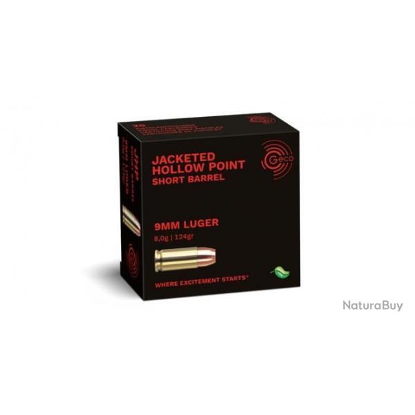 Munition Geco 9mm Luger JHP (Short Barrel)  8g 124gr x2 boites