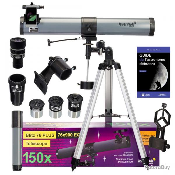 Pack Tlescope Astrophotographie Levenhuk Blitz 76 Plus avec Zoom et Accessoires