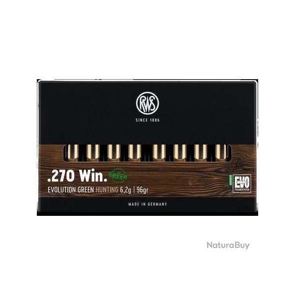 Munitions RWS 270 Win. Evo Green 6.2g 96gr x2 boites