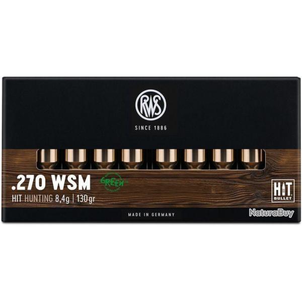 Munitions RWS 270 WSM HIT Green 8.4g 130gr x2 boites