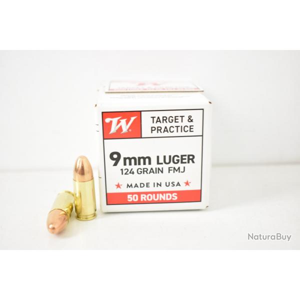 1000 Munitions Winchester 124 gr FMJ cal. 9x19