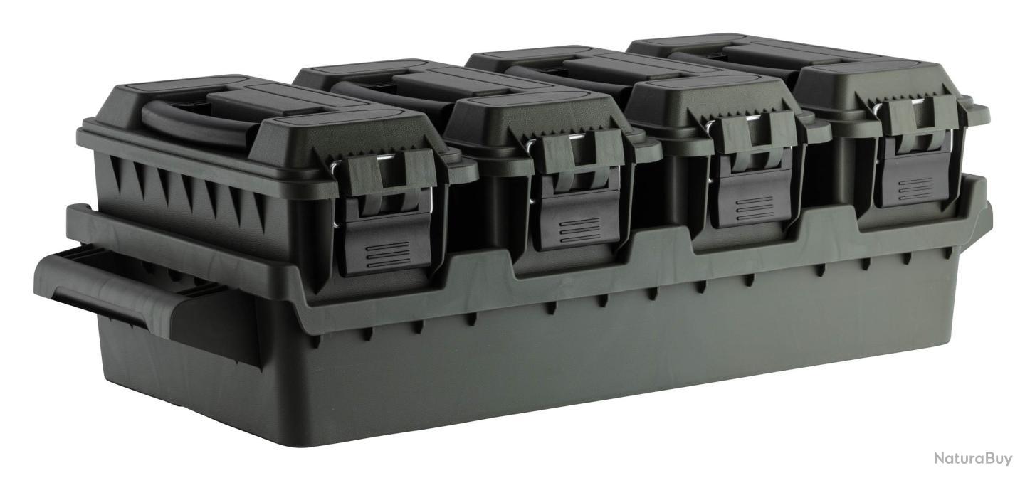 Equipement - BOITE A MUNITIONS EN PLASTIQUE KAKI , POIDS 1,350 KILO