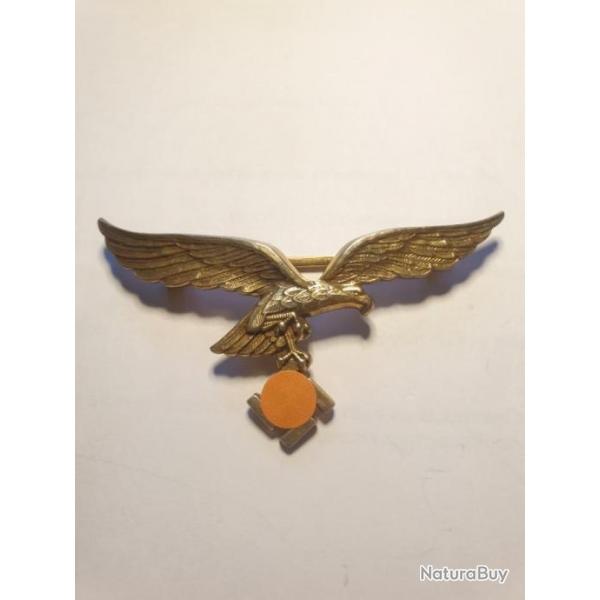 Aigle de poitrine mtallique Dor Allemand WW2 en reproduction   A25.11