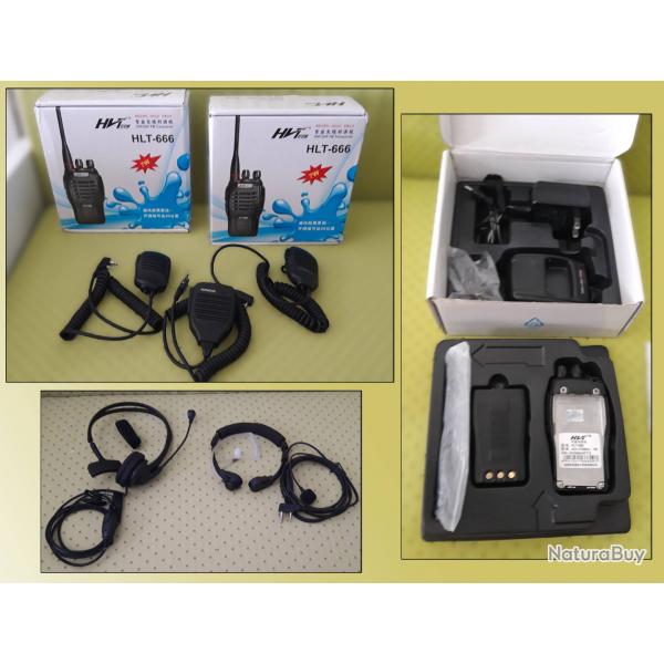 2x Talkies-walkies crypts HLT-666 + 3 micros Kenwood + 2 micro-casques d'intervention - longue por