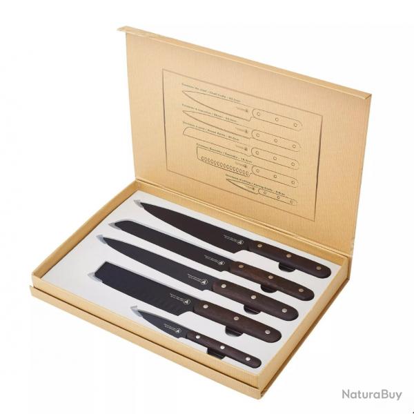 LAGUIOLE Lot de 5 Couteaux de Cuisine plucheur Pain Dcoupe Prparation Culinaire Cuisson Lame Noir