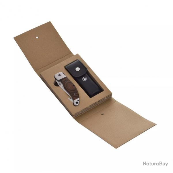 Laguiole Heritage Coffret Couteau de Chasse avec Etui en Cuir Noir