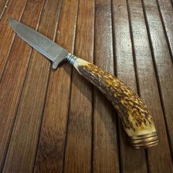 RARE RÉDUCTION DE NIKER COUTEAU DE CHASSE TRADITIONNEL ALLEMAND SIGNÉ G.MERZ ROSTEFREI BOIS DE CERF