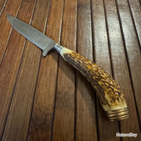 RARE RDUCTION DE NIKER COUTEAU DE CHASSE TRADITIONNEL ALLEMAND SIGN G.MERZ ROSTEFREI BOIS DE CERF