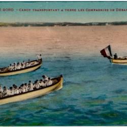 CPA - MARINE  Militaire -18 SCENES DE BORD -Canot Transportant a terre les Compagnies de DébaN°3054