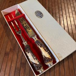 SERVICE À DÉCOUPER LUXE ALLEMAND PAR ANTON WINGEN JR SOLINGEN GERMANY ANNÉE 20 BOIS DE CERF