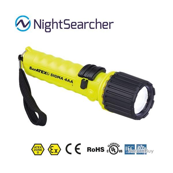 Lampe Torche Nightsearcher Sigma 4AA 185 Lumens - ATEX - Zone 0 - Pile AA