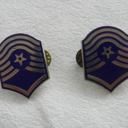 paire insignes de col métal américains militaires US Sergent Major