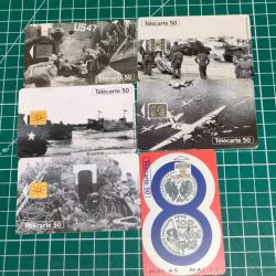 LOT DE 6 TELECARTES, 5 POUR LES 50 ANS DU DEBARQUEMENT 1944/1994, UNE 50 ANS 8 MAI 45 1945/1995