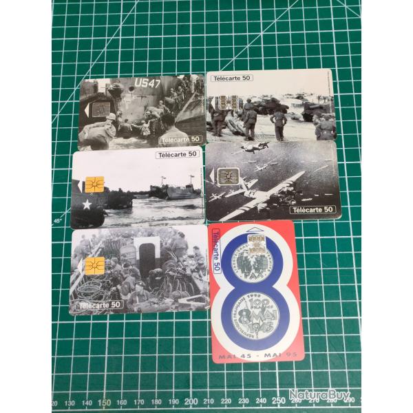 LOT DE 6 TELECARTES, 5 POUR LES 50 ANS DU DEBARQUEMENT 1944/1994, UNE 50 ANS 8 MAI 45 1945/1995