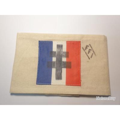 Brassard Tissu Blanc FFI WW2 - Reproduction Résistance Française France Libre, Neuf Avec étiquettes
