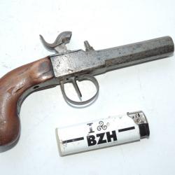 JOLI PETIT PISTOLET A PERCUSSION - CANON OCTOGONAL ----