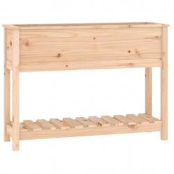 Jardinière bac lit surélevé plantes fleurs terrasse jardin avec étagère 111,5 x 34,5 x 81 cm bois m