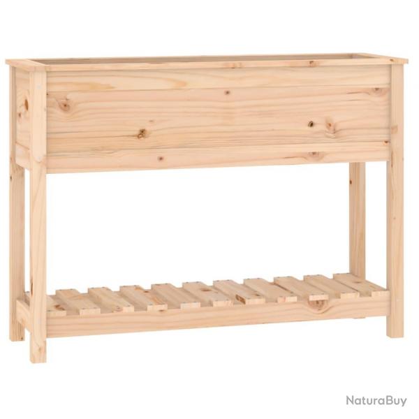 Jardinire bac lit surlev plantes fleurs terrasse jardin avec tagre 111,5 x 34,5 x 81 cm bois m