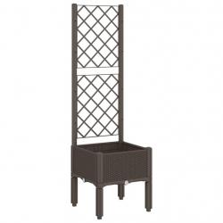 Jardinière bac lit surélevé plantes fleurs terrasse jardin avec treillis 40 x 40 x 142 cm PP marron