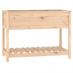Jardinière bac lit surélevé plantes fleurs terrasse jardin avec étagère 111,5 x 54 x 81 cm bois mas