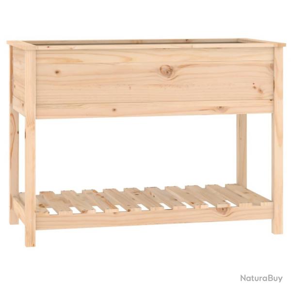 Jardinire bac lit surlev plantes fleurs terrasse jardin avec tagre 111,5 x 54 x 81 cm bois mas