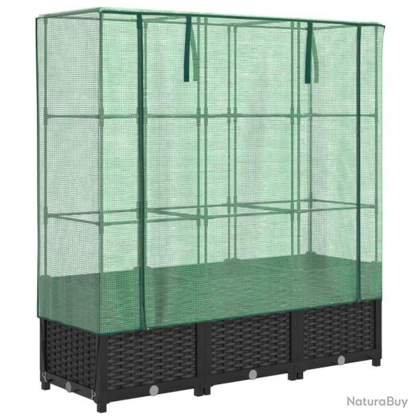 Jardinire bac lit surlev plantes fleurs terrasse jardin surleve avec housse aspect rotin 120 x