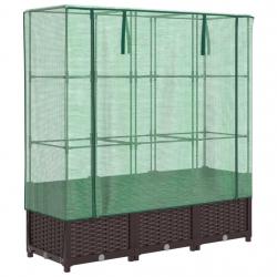 Jardinière bac lit surélevé plantes fleurs terrasse jardin surélevée avec housse aspect rotin 120 x