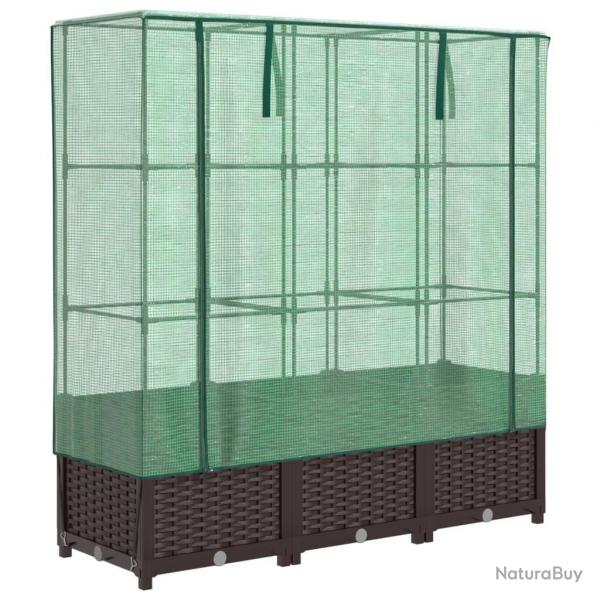 Jardinire bac lit surlev plantes fleurs terrasse jardin surleve avec housse aspect rotin 120 x