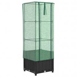 Jardinière bac lit surélevé plantes fleurs terrasse jardin surélevée avec housse aspect rotin 40 x