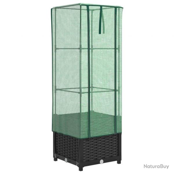 Jardinire bac lit surlev plantes fleurs terrasse jardin surleve avec housse aspect rotin 40 x
