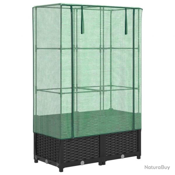 Jardinire bac lit surlev plantes fleurs terrasse jardin surleve avec housse aspect rotin 80 x