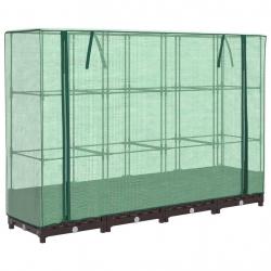 Jardinière bac lit surélevé plantes fleurs terrasse jardin surélevée avec housse aspect rotin 160 x