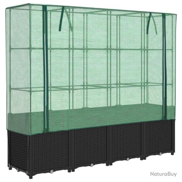 Jardinire bac lit surlev plantes fleurs terrasse jardin surleve avec housse aspect rotin 160 x